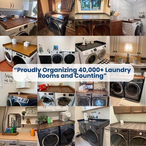 OfficeSimpli Washer Dryer Countertop, Made in USA, Non-Slip Pads, Laundry Room Wood Topper, Washer Dryer Cover for Top, Laundry Guard, Laundry Countertop (California Walnut, Standard (27.5 x 54))