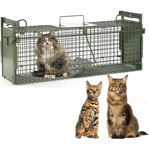 40 2-Door Large Live Animal Traps for Stray Cats up to 17.6 pounds, Raccoons, Squirrel, Skunk, Mole, Groundhog, Armadillo, Rabbit, with Pedal Triggers