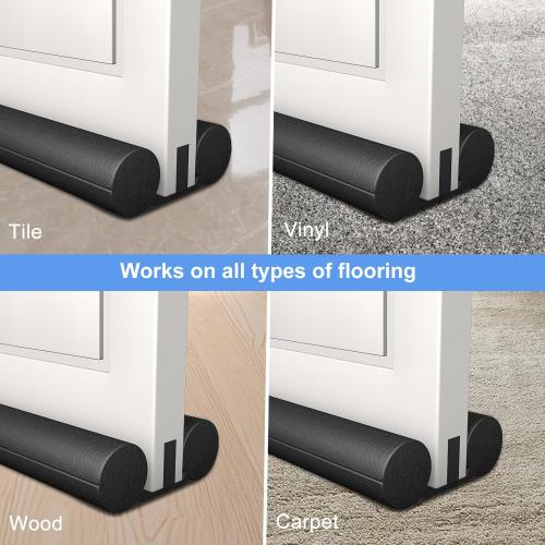 2 Pack Large Door Draft Stopper for Bottom of Doors 36 Inch Door Sweep Weather Stripping Noise Blocker Under Door Draft Noise Black Stoppers Adjustable Twin Door Sweep Draft Seal Window Sealer