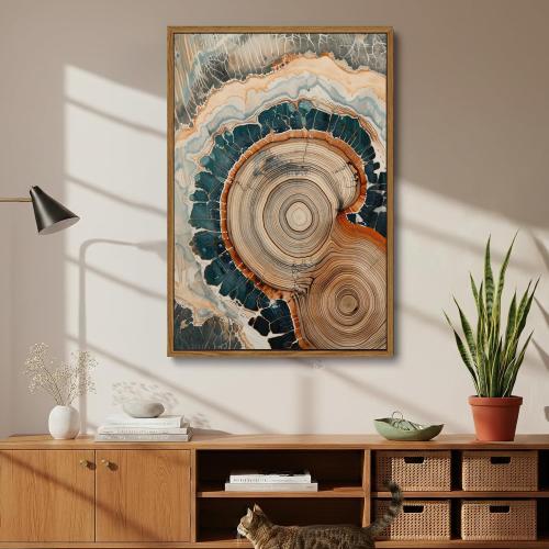 Tree Ring Wall Art Framed, Modern Nature Decor, Easy to Hang 24x36 Inch | The Art of Nature's Timeline,Affordable & High quality,Perfect for your Living Room, Bedroom, Bathroom & Office