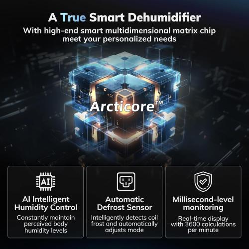 4500 Sq.Ft Most Efficient Energy Star 2025 Dehumidifier,AEOCKY Max 80 Pint/D(Standard 56Pint/D) Smart Compressor Dehumidifier with Drain Hose, Intelligent Humidistat,for Basement,Bedroom,Home,Bathroom
