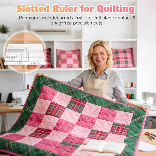 Stripology Ruler for Quilting, XL-Slotted Ruler for Quilting -17-3/4 x 22, Oversized Non-Slip Design, Made with High-Clarity, Durable Acrylic, 5 in 1 Quilt Cutting Template