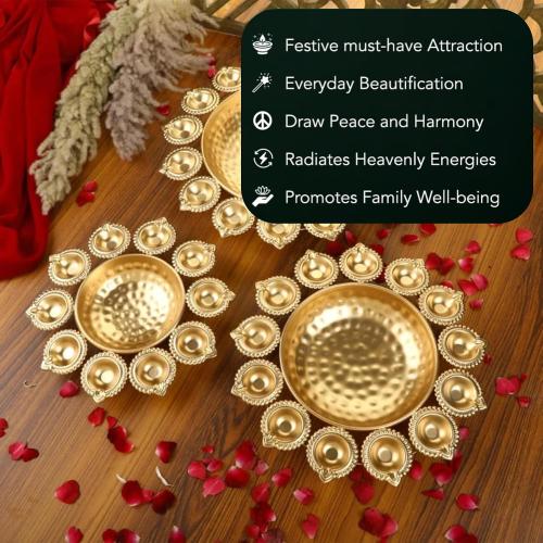 KIH Urli Bowl Flower Shape Floating Flowers & Tea Light Candles for Home Décor Housewarming Items (16 Inch)