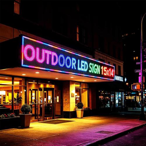 HS Programmable Led Sign Scrolling Outdoor Digital Display Screen Open neon Signs Banner for Business Store Advertising, Electronic Message Board for Restaurants Window Truck , High Brightness Full Color WIFI Control Customized Text P10 115’’x14’’