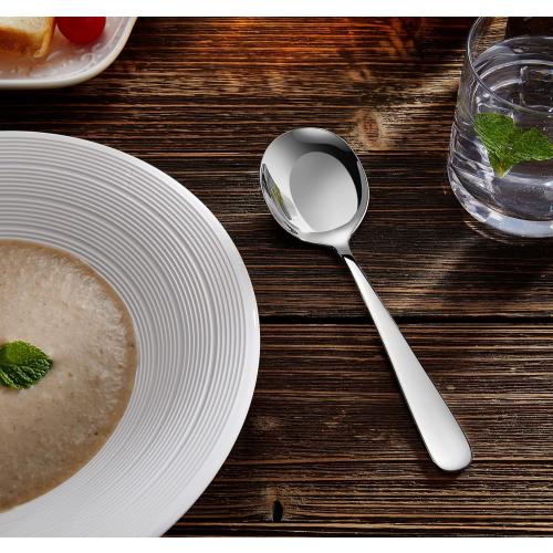 KEAWELL Premium 7 Louise Soup Spoons, 18/10 Stainless Steel, Dishwasher Safe (4)