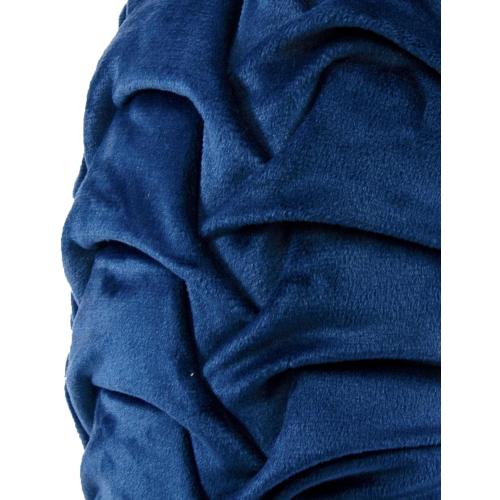 Lush Decor Round Pleated Soft Velvet Decorative Throw Pillow, 1 Count, 15 Diameter, Navy - Blue Plush Round Pillow, Seat Cushion, Decorative Pillows For Bed, Couch, Or Chair