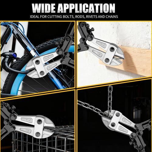 GRENPRO 18 Bolt Cutter, CRV Chrome Vanadium Steel Blade, Yellow & Black Non-Slip Handle for Cutting Chain, Wire, Screw, Rivet