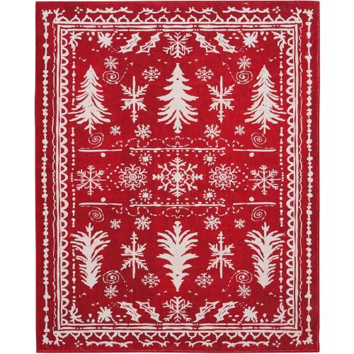 Christmas Decorative Rug 6x9 for Bedroom Living Room Christmas Tree Area Rug Indoor Throw Area Rug Washable Non Slip Low Pile Rug for Dining Room Home Study Holiday Decor(Xmas Tree Red,6x9ft)