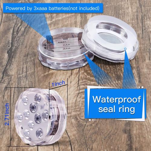 YiaMia Submersible Led Battery Operated Spot Lights with Remote, Decorative Fish Bowl Small Lamps for Aquarium Vase Base Pond Wedding Halloween Party