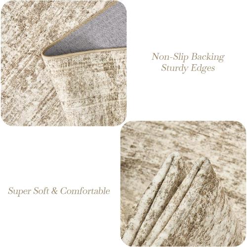 Washable Area Rug 8x10, Large Soft Rugs for Living Room Vintage Area Rugs for Bedroom Dining Room Non-Slip Stain Resistant Brown Under Table Rug