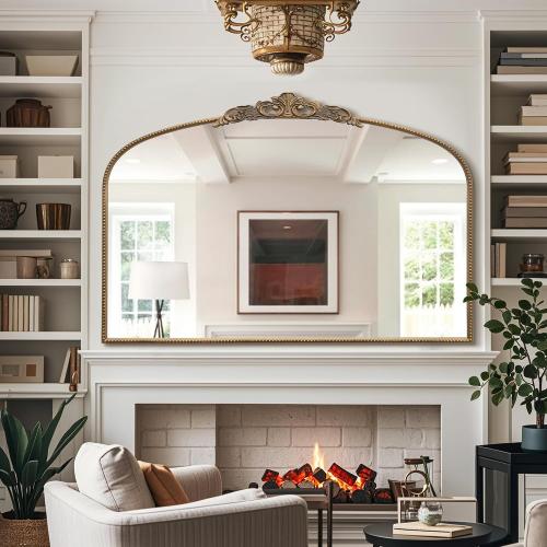 Micasso Large Vintage Gold Mirror: 48x33 Baroque Antique Wall Mirror | Traditional Ornate French Decorative Arched Mirror for Bedroom/Bathroom/Fireplace/Entryway/Hallway/Living Room/Dining Room