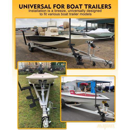 Boat Trailer Steps, Heavy Duty Trailer Tongue Steps with Handle, Universal Fit for 3 x 3, 4 x 4 & 3 x 5 (3 Step, Textured Tread)