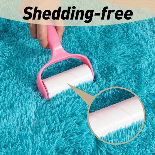 Medium Rugs for Living Room, Large Fluffy Area Rugs for Bedroom, Soft Carpet Shag Kids Rug with 4 Non-Slip Rug Pads (Turquoise Blue,)