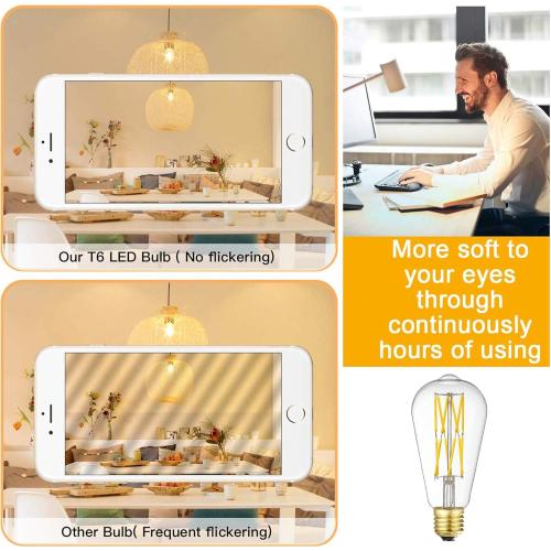 LED Edison Bulb Dimmable 12W 3000K Soft White 1200LM, 100W Equivalent E26 Medium Base, ST64 Vintage LED Bulbs, 360 Degree Beam Angle, Clear Glass, Pack of 4.