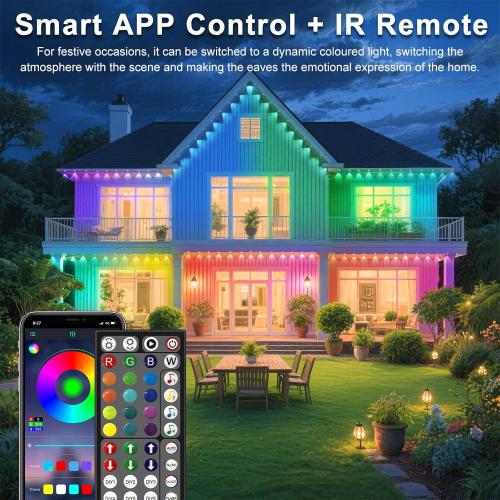 400Ft Permanent Outdoor Lights for House Waterproof, IP67 LED Eave Lights with App/Remote Control, Outdoor Permanent led Lighting for House Roof Decor,Christmas,Party,All Holiday and Daily