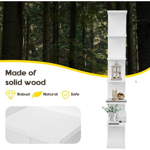 FURAOMEILI 7 Tier Wall Shelf Unit,Vertical Column Floating Storage Home Decor Organizer,White Lack Wall Shelf for Bedroom,Living Room,Office Decor(1 Pack)