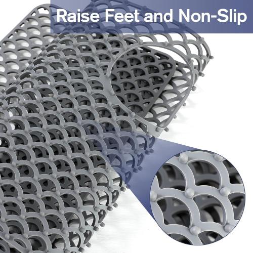 Silicone Sink Protector - 28x15 Rear Drain Hole, Heat Resistant Non-slip Dishwasher Suitable, Large Sink Mat for Farmhouse Kitchen