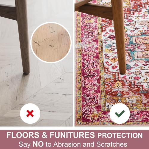 Large Area Rug for Living Room, Machine Washable Vintage Rugs -Low Pile Carptet, Soft Distressed Floral Rugs for Kitchen, Dining Room, Bedroom, Plum
