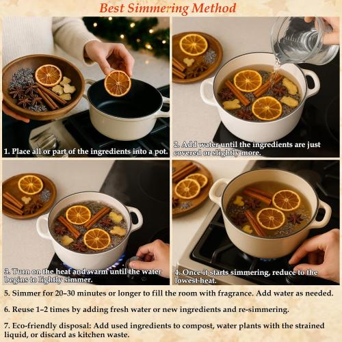Simmer Pot Potpourri, Tis The Season Stovetop Potpourri with Dried Orange Slices, Star Anise and Clove, Simmering Potpourris for Home Fragrance, Odor Removal, Holiday, Relaxing, Housewarming Gift