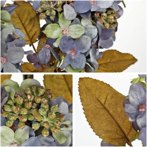 Fake Fall Flowers Artificial Silk Dried Hydrangea with Seed Artificial Fall Flowers Dried Florals Bouquet Autumn Decorations for Office and Home (4 PCS) (Blue)