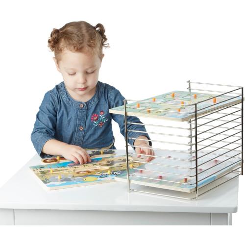 Melissa & Doug Puzzle Storage Rack - Wire Rack Holds 12 Puzzles
