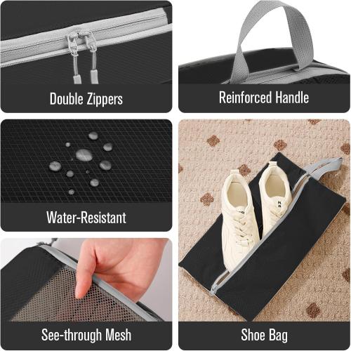 WOOMADA Compression Packing Cubes for Suitcases Travel Essentials 6 Set Rectangle Mesh Expandable Travel Bags Organizer for Luggage