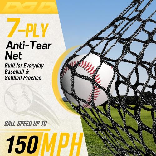PodiuMax 7x7FT Baseball Net with 2 Strike Zone for Batting & Pitching | Extra Stable Rectangular Base, Extra-wide Ball Collection, Tear-resistant Net, Portable & Easy Setup for Backyard