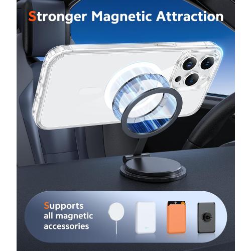 FNTCASE for iPhone 14 Pro-Max Case: Clear Magnetic Phone Cases with Screen Protector Compatible with Magsafe Slim Anti Yellowing Rugged Shockproof Protective Transparent Cell Cover (A-Clear)