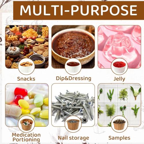 Disposable Sauce Cups 2.5oz,100 Count, Disposable Paper Condiment Cups with Lids, Ketchup Cups for Medication, Pills, Desserts, Samples and Sauce (White)