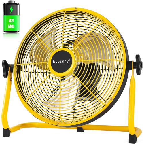blessny 14'' Portable Rechargeable Floor Fan for Home Patio Camping | Max 60 Hours Long Running Time for Gym RV Greenhouse Cooling or Air Circulation