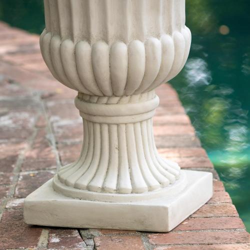 Large Urn Planter Outdoor – Antique White Italian Garden Urn Flower Pot, Magnesium Oxide Pedestal Planters for Outdoor Plants, COLORING MAY VARY