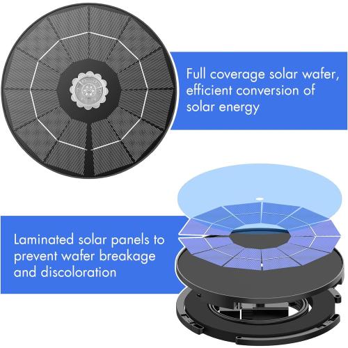 3.5W Solar Fountain Pump for Water Feature Outdoor DIY Solar Bird Bath Fountain with Multiple Nozzles, Solar Powered Water Fountain for Garden, Ponds, Fish Tank and Aquarium