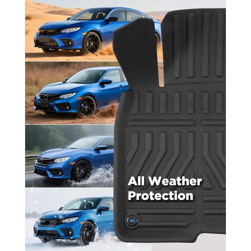 Custom Fit 3 Pcs Floor Mats for Honda Civic 2022-2025 - All-Weather Rubber Mats & Liners, Heavy Duty Car Interior Protection for Civic, Weather-Resistant & Easy to Clean