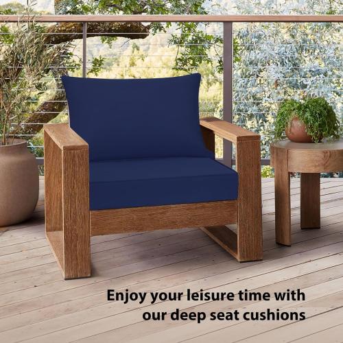 Outdoor Chair Cushions Patio Furniture Cushions with Removable Cover, Outdoor Deep Seat Cushion Set with Ties and Handle, Waterproof Outdoor Cushions for Chair Sofa Couch, Navy