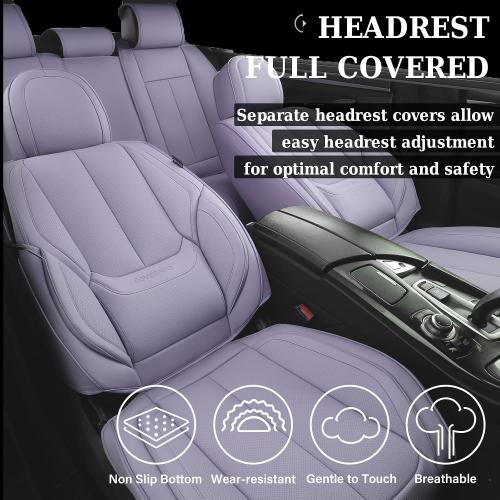 Color Purple Car Seat Covers Full Set, Seat Covers for Cars, Car Seat Covers Front Seats and Back Car Seat Protector Waterproof, Leather Car Seat Cushion Universal Fit for Most Cars Purple