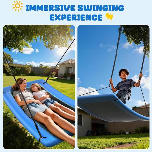 Trekassy 700lb Giant 60 Skycurve Platform Tree Swing for Kids and Adults | 900D Oxford Fabric, Adjustable Ropes, Curved Platform Design, 2 Hanging Straps for Backyard, Easy Assembly (Patented)
