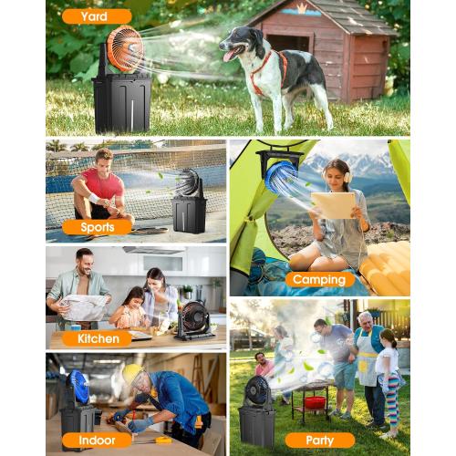 Ausic 10″ 9L Portable Misting Fan, [Max 55Hrs] Outdoor Mister Fan for Outside Patios Golf, 20000mAh Rechargeable Battery Operated Travel Water Cooling Fan, Camping Patio Accessories - 3 Spray Misters