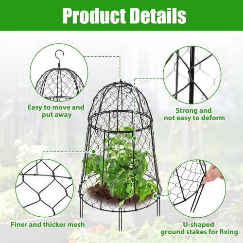8 Pack Garden Cloches for Plants, Sturdy Chicken Wire Cloches Plant Cover | Includes 6 Ground Stakes, Large Wire Cage, Animal Barrier, Protect Plants from Rabbits, Squirrels, Birds & Chickens