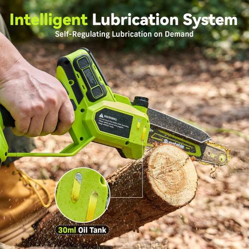 Electric Pole Saws for Tree Trimming, 8 Inch & 6 Inch Mini Chainsaw Cordless with Extension Pole, 16Ft Reach, 2x4.0Ah Battery, Auto Oiling, Tool-Free Chain Tensioning, Tree Trimmer for Branch Limb Cut