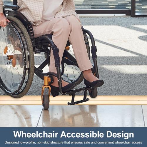 Aluminum Metal Door Threshold, Floor Transition Strip, 36'' L x 4'' W x 0.1'' H, Flat-Profile Threshold, Flooring Gaps Carpet Vinyl Wood, Stylish Doorway Transition Draft Protection (Gold)