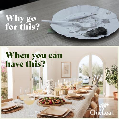 Chic Leaf Palm Leaf Compostable Plates - 6 Square, Pack of 50 - Disposable Dinnerware - Rustic Bamboo Appetizer Plates - Charcuterie Boards & Biodegradable Serviceware