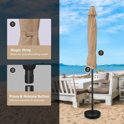 Simple Deluxe 9' Patio Umbrella Outdoor Table Market Yard Umbrella with Push Button Tilt/Crank, 8 Sturdy Ribs for Garden, Deck, Backyard, Pool, Tan