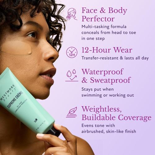 Westmore Beauty Supreme Creme All-Over Complexion Perfector - Medium 3.3 oz | Skin tint, cc cream, all-over complexion perfector, waterproof & transfer-resistant foundation, long-lasting