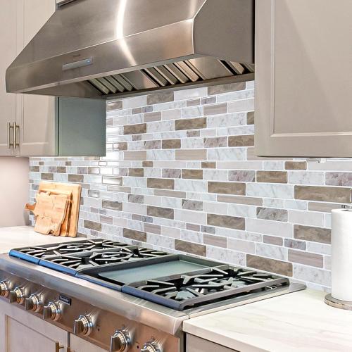 WOWSTAR 10-Sheet Peel and Stick Tiles, Marble Look Kitchen Backsplash Tiles, 12x12 Multi