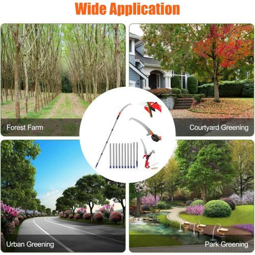 Manual Pole Saw, Pole Saws for Tree Trimming,2.7ft-14.7ft,Tree Pruner Extendable, Manual Pole Cutter for Yard Garden Patios Trees Branches Cutting