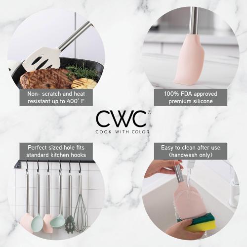 COOK WITH COLOR Silicone Cooking Utensils, Kitchen Utensil Set, Easy to Clean Silicone Kitchen Utensils, Cooking Utensils for Nonstick Cookware, Kitchen Gadgets Set, 38 Piece, Mint