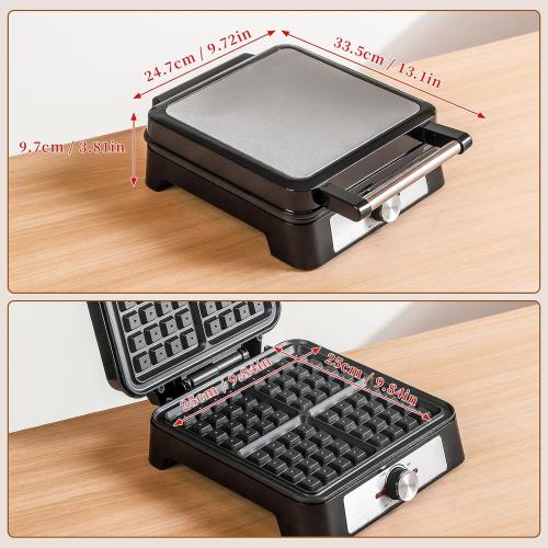 Chefman 4 Slice Belgian Waffle Maker w/ Adjustable Temperature, Stainless SteelFree 90-day