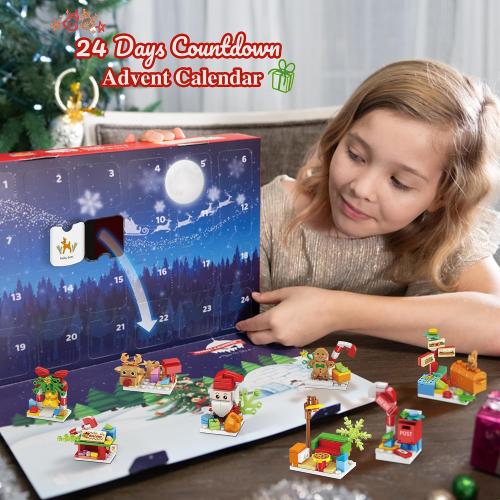 Santa’s Workshop Advent Calendar 2025 Building Set for Kids – 24-in-1 Christmas Holiday Countdown Gift with 24 Days of Surprise Figures, Party Favors Building Block for Boys & Girls Ages 6