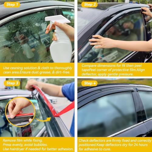 Rain Guards for 2007-2010 Hyundai Elantra Sedan (Excludes Touring Models), Out-Channel Window Visor Shields Vent Deflector Shade Wind Dark Smoke 2008 2009 07 08 09 10, Outside-Mount, 4PCS