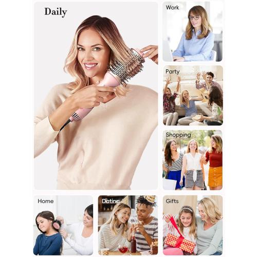 LANDOT Hair Blow Dryer Brush: One-Step Hot Air Brush with 60mm Oval Barrel - 4 in 1 HairDryer Styler and Volumizer for Drying Straightening Curling Volumizing Hair Fight Frizz and Add Volume